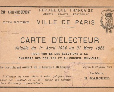 Carte d'électeur 1924