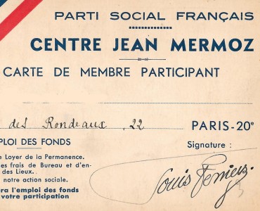 Carte d'adhérent au Centre Jean Mermoz (01)